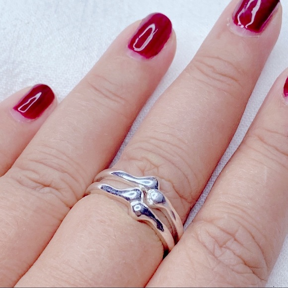 ❣️$25/3❣️ Modern Double Sliver Plated Rings Set - Picture 3 of 9